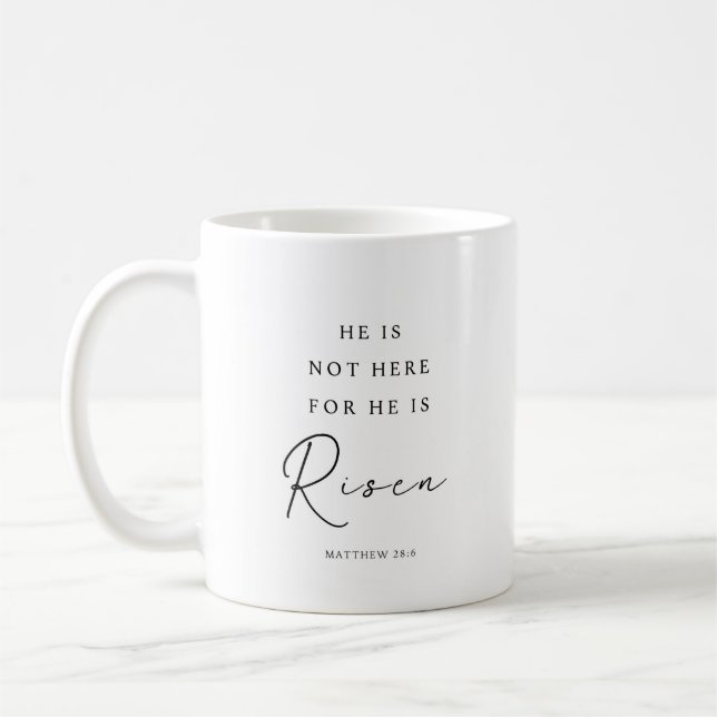 Mug Matthieu 28:6 Il est ressuscité, Pâques chrétienne (Gauche)