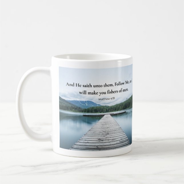 Mug Matthieu 4:19 Jésus a dit Suivez-moi Verset bibliq (Gauche)