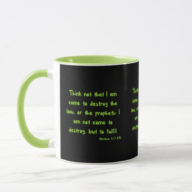 Mug Matthieu 5:17 KJV Bible Écriture à deux tons (Gauche)