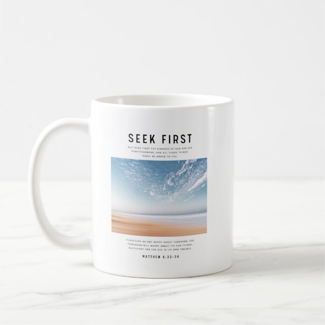 Mug Matthieu 6:33-34 Cherchez d'abord le Royaume de Di (Gauche)