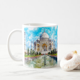Mug Mausolée de marbre Taj mahal, aquarelle