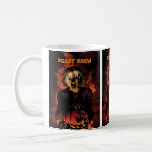 Mug Mauvaise sorcière avec citrouille. Halloween (Gauche)