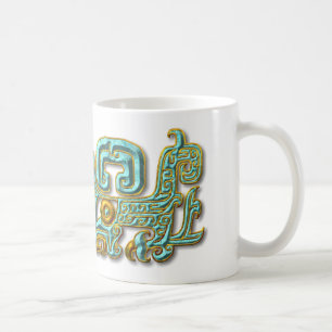 Mug Mayan Jaguar-turquoise et or