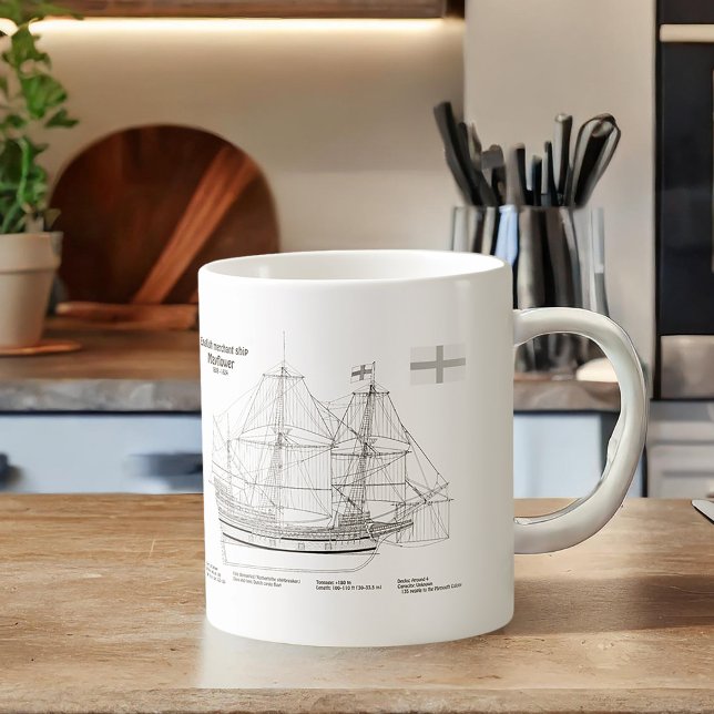 Mug Mayflower - Plan directeur des navires BD (Créateur téléchargé)