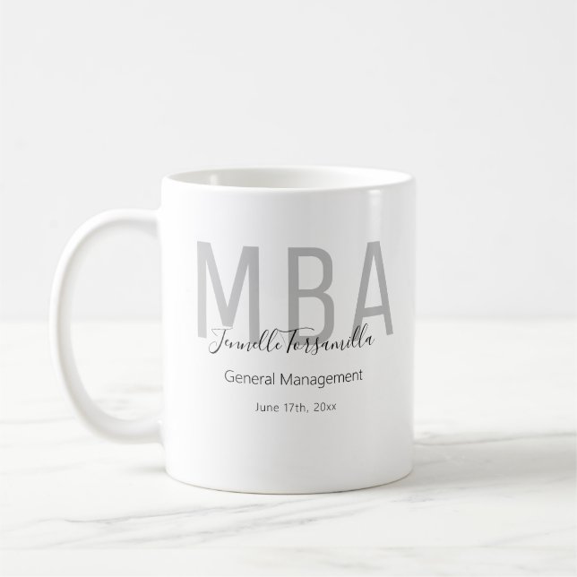Mug MBA Grey Black Date Nom Diplôme Diplôme (Gauche)
