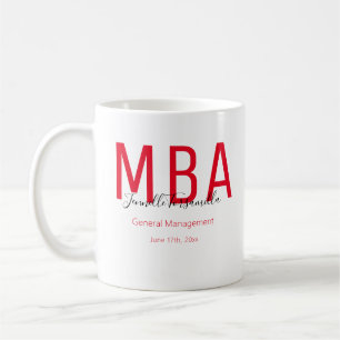 Mug MBA Red Black Date Nom Diplôme Diplôme