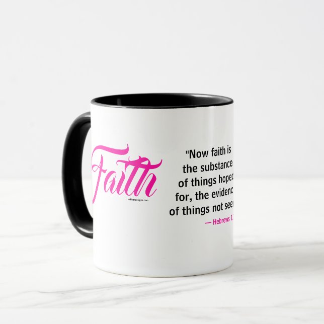 Mug MDILLONDESIGNS.COM présente #FAITH Scripture (Devant gauche)