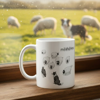Mug Mêahdness Funny Sheep Dog Pen Sketch Cartoon