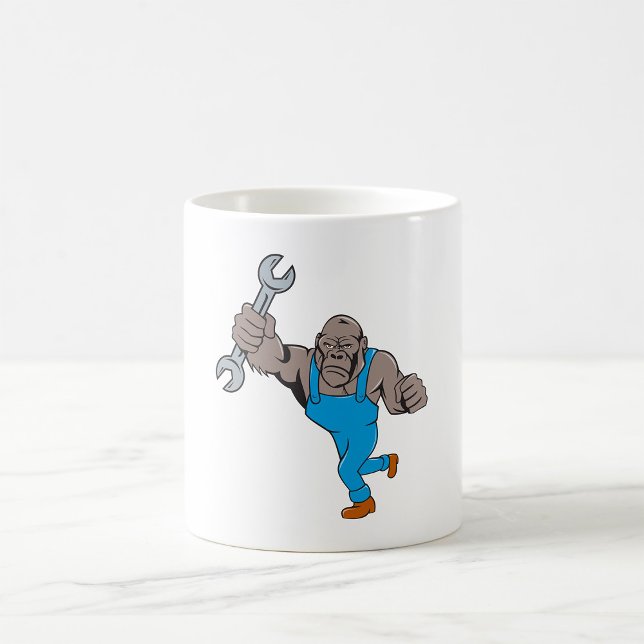 Mug Mécanicien Gorille Tenant une Clé Anglaise (Créateur téléchargé)