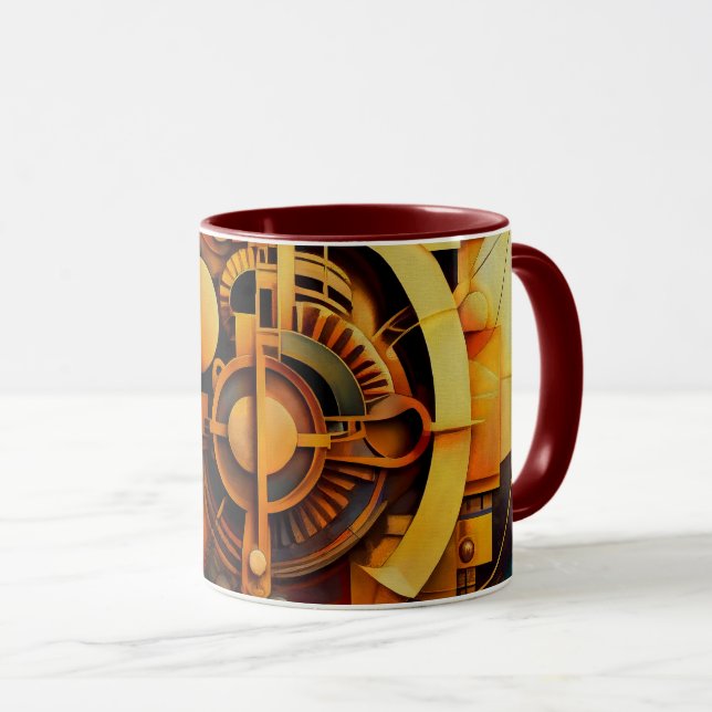 Mug Mécanisme doré abstrait Steampunk (Devant droit)
