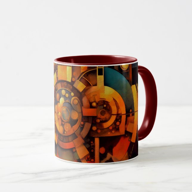 Mug Mécanisme Solaire Steampunk Abstrait (Devant droit)