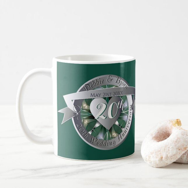 Mug Médaille du coeur d'émeraude du 20e anniversaire d (Avec donut)