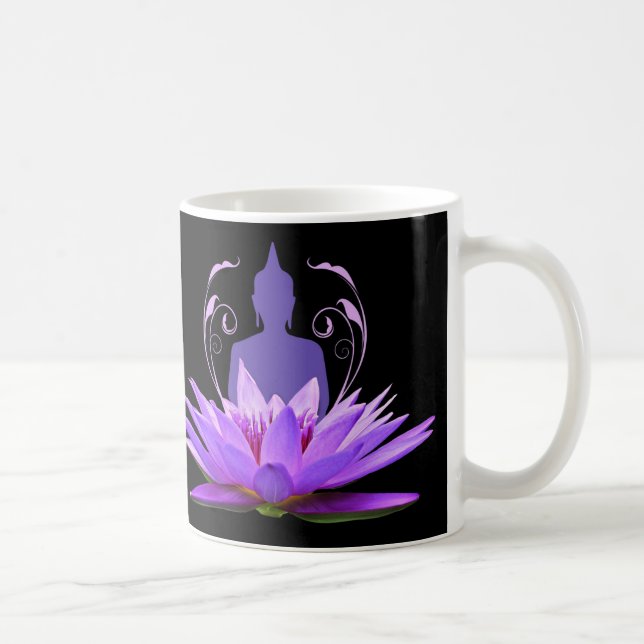 Mug Médaille élégante de fleurs de lotus pourpres (Droite)