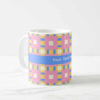 Mug Médaillon géométrique carré 26038B rose jaune bleu