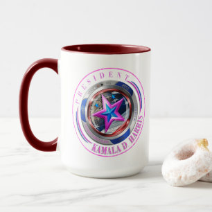 Mug Médaillon Harris-Walz à deux timbres roses