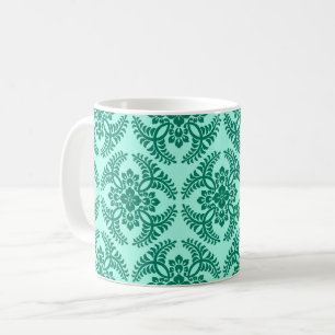 Mug Médaillon japonais Motif, Aqua et Turquoise