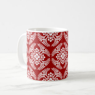 Mug Médaillon japonais Motif, rouge profond et blanc