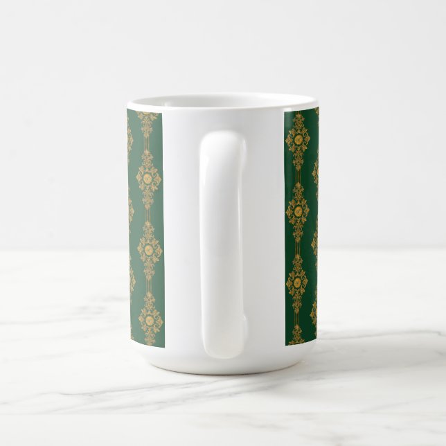 Mug Médaillon vert forêt doré festif  (Poignée)