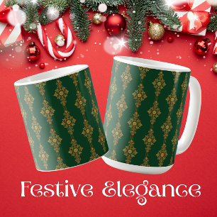 Mug Médaillon vert forêt doré festif