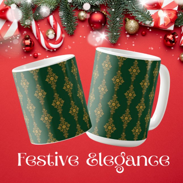 Mug Médaillon vert forêt doré festif  (A wonderful hostess gift!)