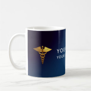 Mug Médecin élégant Navy Gold Caducée