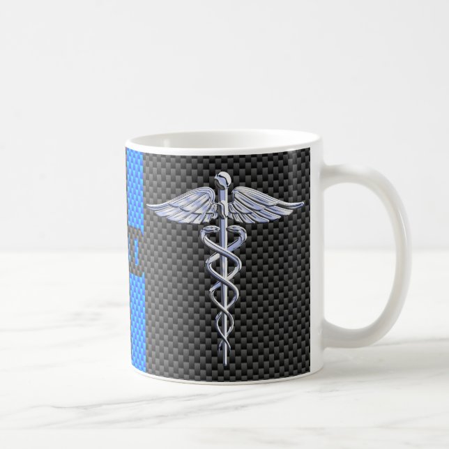 Mug Médecin Médicale MD Caduceus Fibres de carbone ray (Droite)