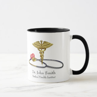 Mug Medical Gold Caduceus & Stethoscope with Heart
