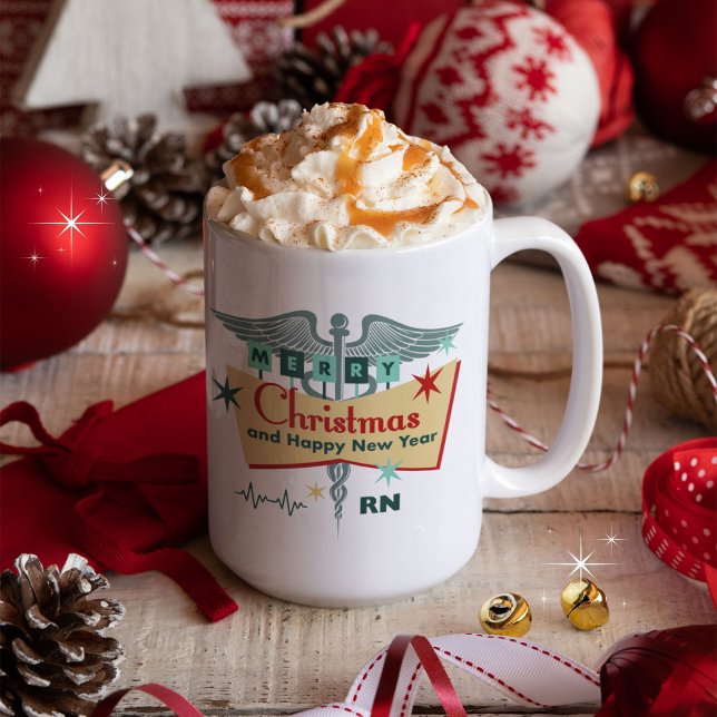 Mug Médicale Professionnel Rétro Noël (Personalize with your credentialed designation, name etc. Thank you for all you do!)