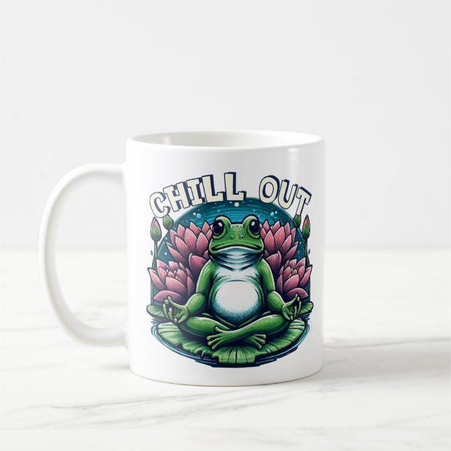 Mug Méditation de grenouille Zen - Refroidissement & R (Gauche)