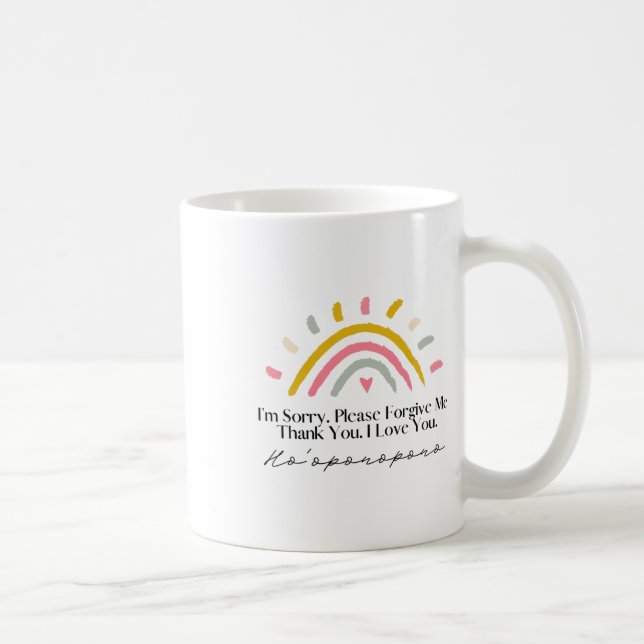 Mug Méditation de prière hawaïenne Ho'oponopono arc-en (Droite)