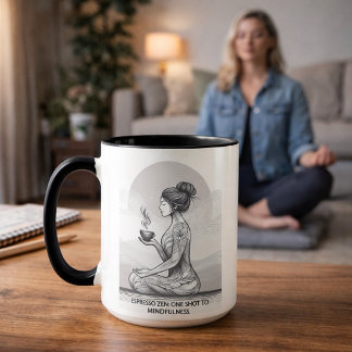 Mug Méditation Espresso Zen Un Bouddha Tiré