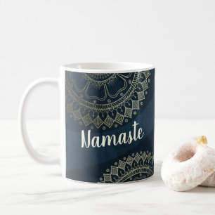 Mug Méditation Yoga Instructeur Gold Mandala Marine Bl
