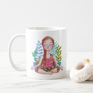 Mug Méditer la fille avec les Plantes