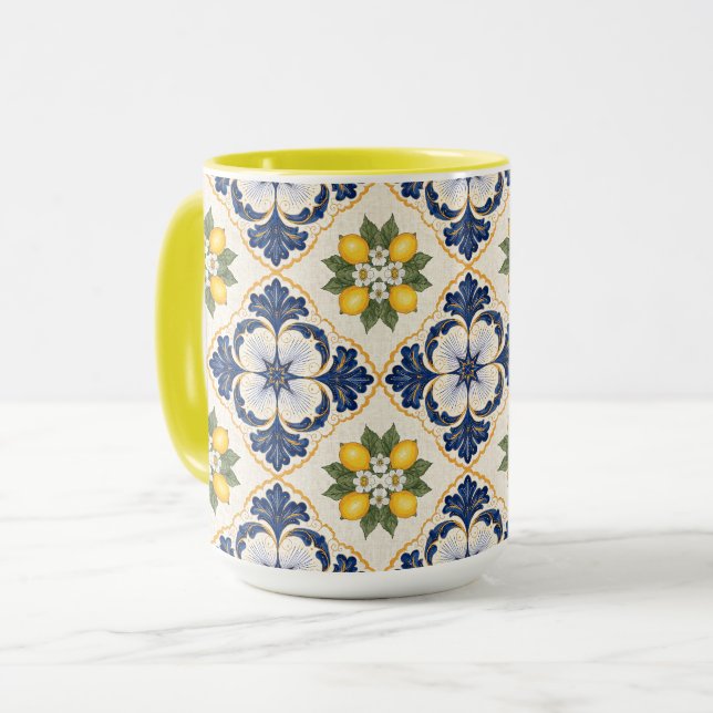Mug Mediterranean Lemon Tile Italian Talavera (Devant gauche)