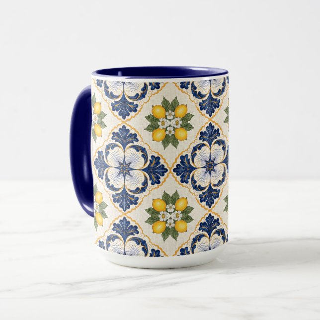 Mug Mediterranean Lemon Tile Italian Talavera (Devant gauche)