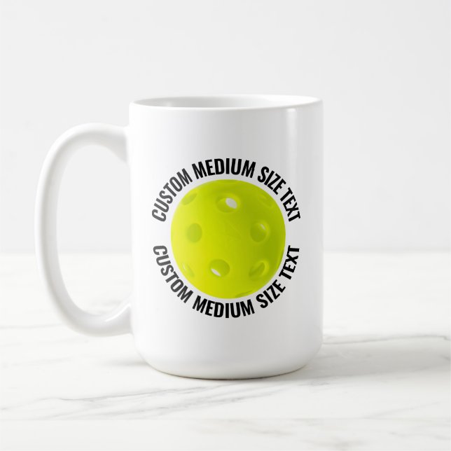 Mug Medium Personalized Text Pickleball 15 oz. Custom (Gauche)