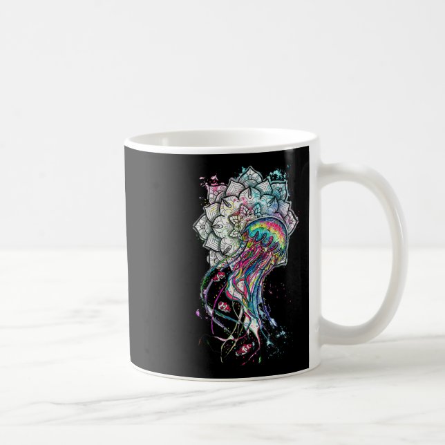 Mug Méduse Aquarelle Chakra Animal Marin Yoga Boho A (Droite)