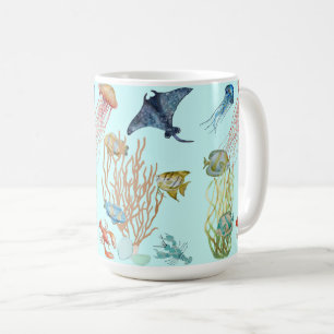 Mug Méduse Sous-Marine Et Poisson Océanique
