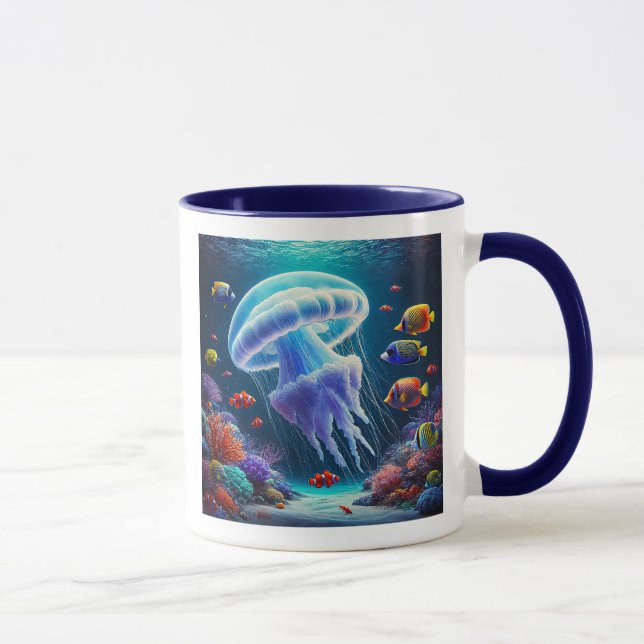 Mug Méduses et poissons tropicaux dans un récif. (Droite)