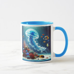 Mug Méduses lumineuses et poissons tropicaux.