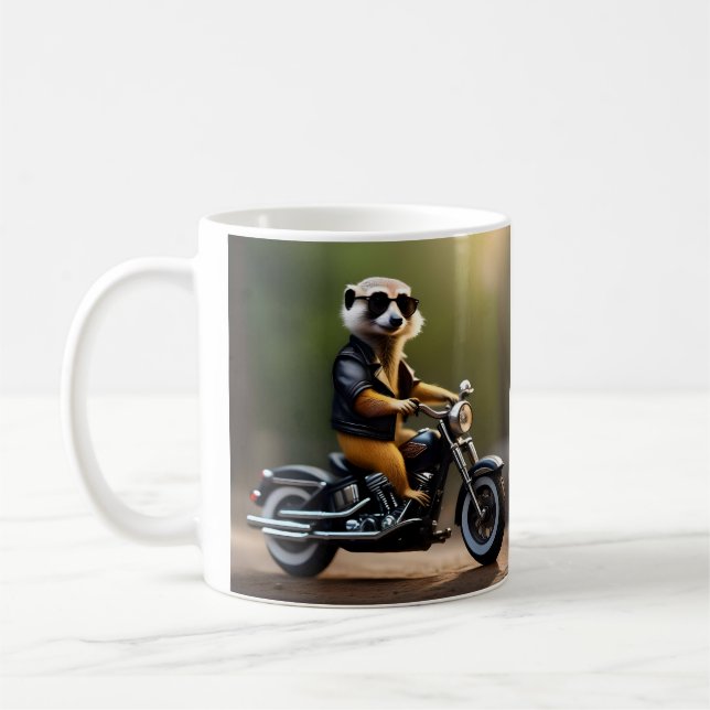 Mug Meerkat Bikie En Moto, (Gauche)