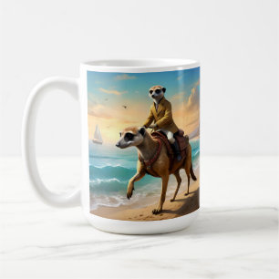 Mug Meerkat Jockey Sur Un Cheval Meerkat,