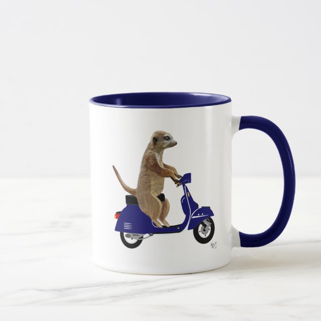 Mug Meerkat sur Dark Blue Moped (Droite)