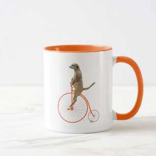 Mug Meerkat sur Orange Penny Farthing