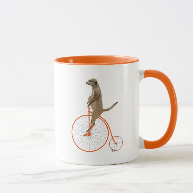 Mug Meerkat sur Orange Penny Farthing (Droite)