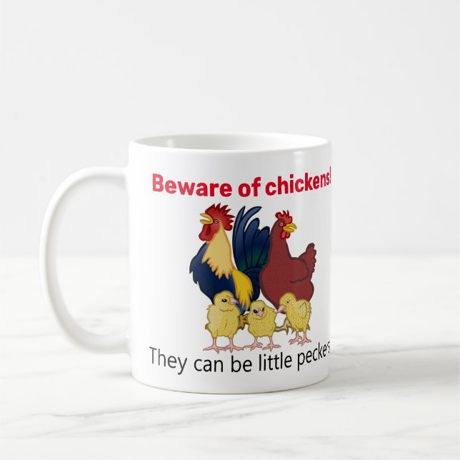 Mug Méfiez-Vous Des Poulets Petits Peckers Vie Ferme (Gauche)