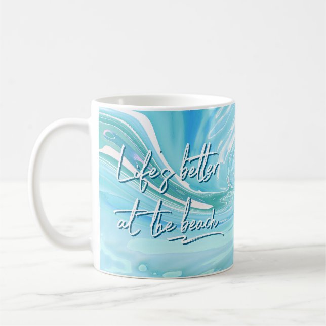 Mug Meilleur à la note Abstraite du Beach Blue (Gauche)