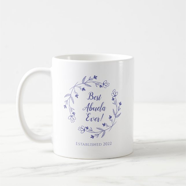 Mug Meilleur Abuela Ever Famille Fluale Wreath Périwin (Gauche)