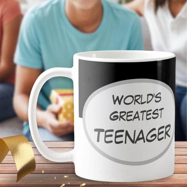 Mug Meilleur Adolescent du Monde Amusement Joyeux Anni (A birthday mug with 'World's Greatest Teenager' slogan)