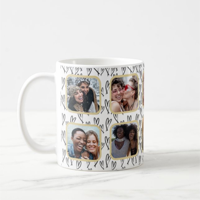Mug Meilleur ami Cadeau Multi Photo Heart Motif (Gauche)